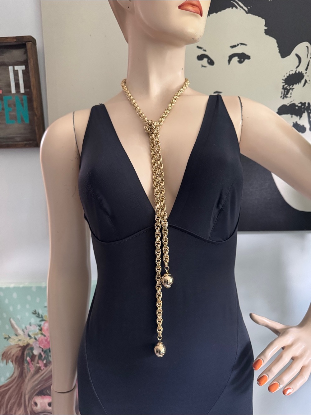 Vintage Lariat Gold Rope Necklace - Picture 3 of 16